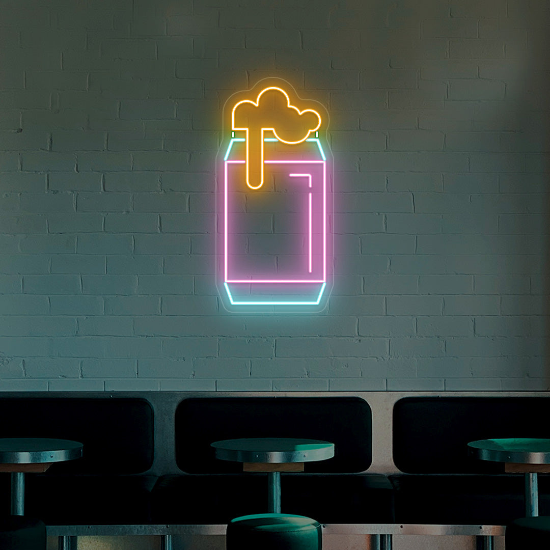 Beer Can Bar Neon Sign - Multicolor