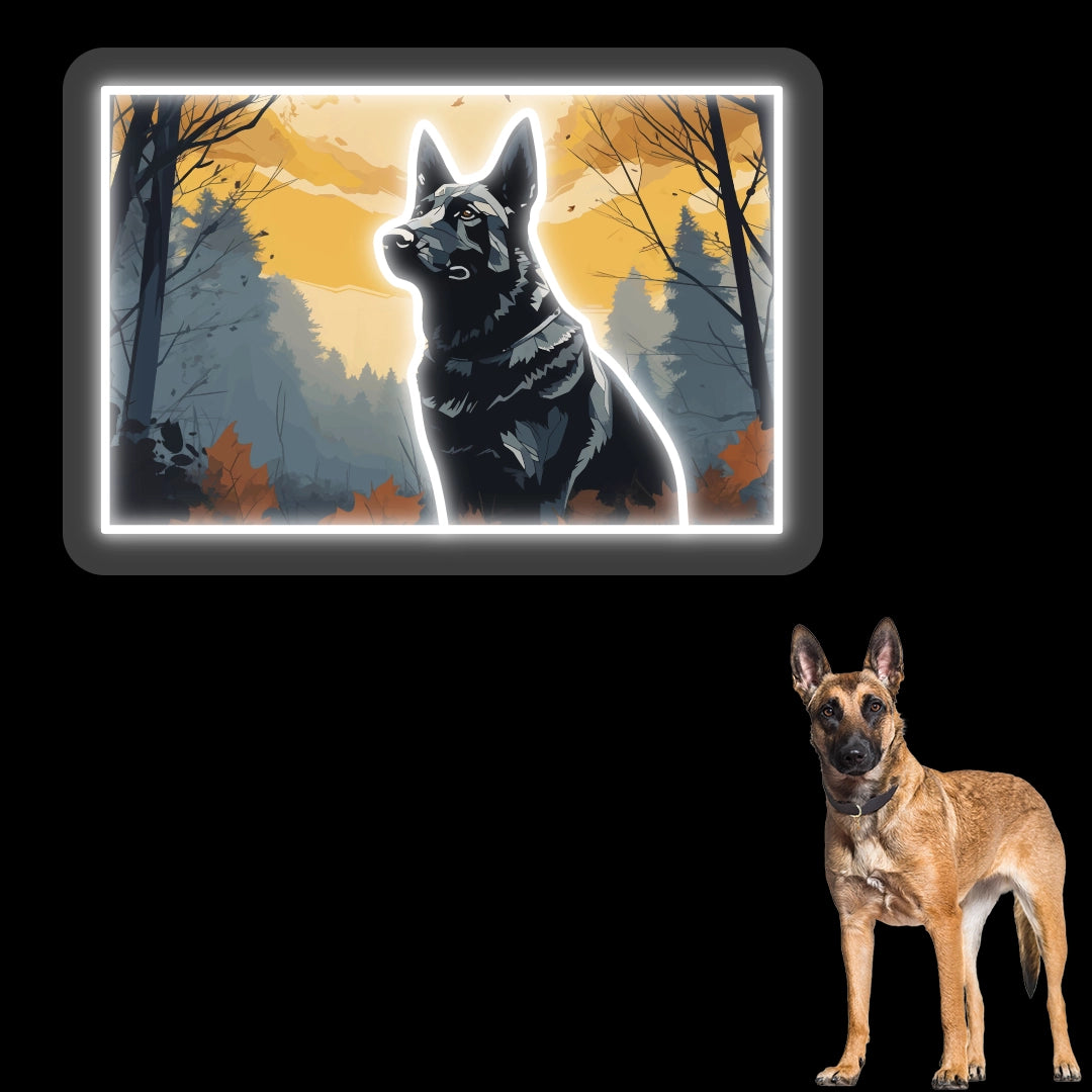 Misty Woods German Shepherd Neon Artwork Sign