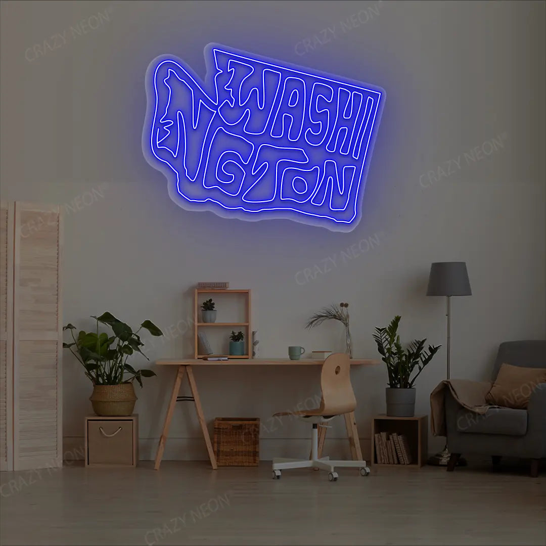 WASHINGTON Map Neon Sign