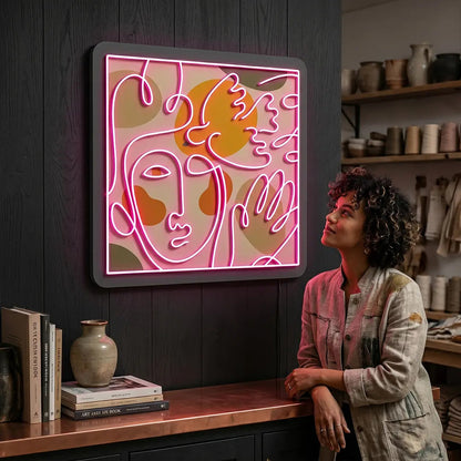 Abstract Face Neon Artwork Sign