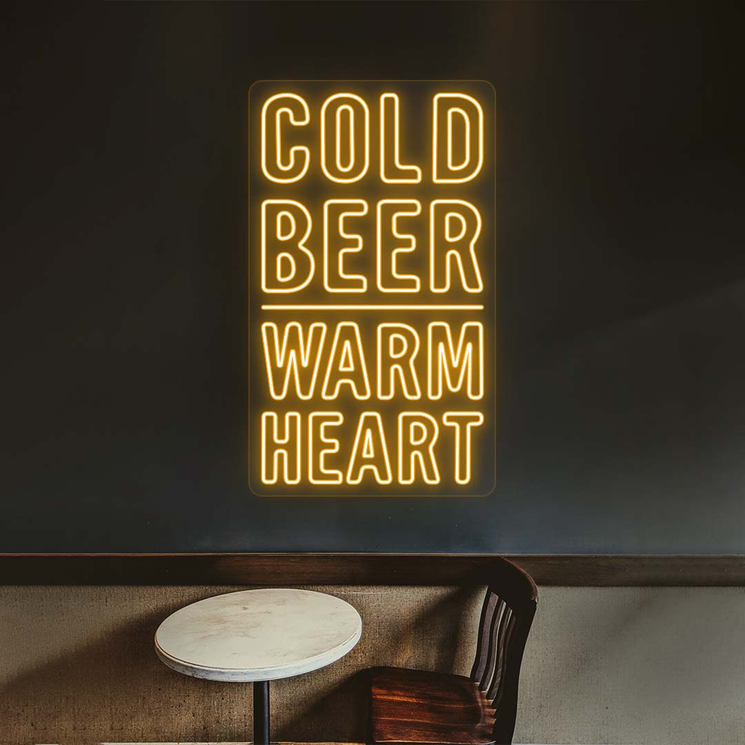 Cold Beer Warm Heart Bar Neon Sign