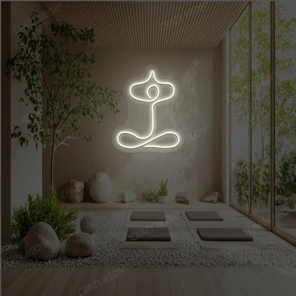 Sukhasana With Arms Raised Contour Yoga Neon Sign