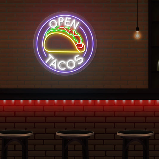 Tacos Open LED Neon Sign- Multicolor