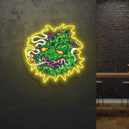 Trippy Weed Monster Neon Artwork Sign