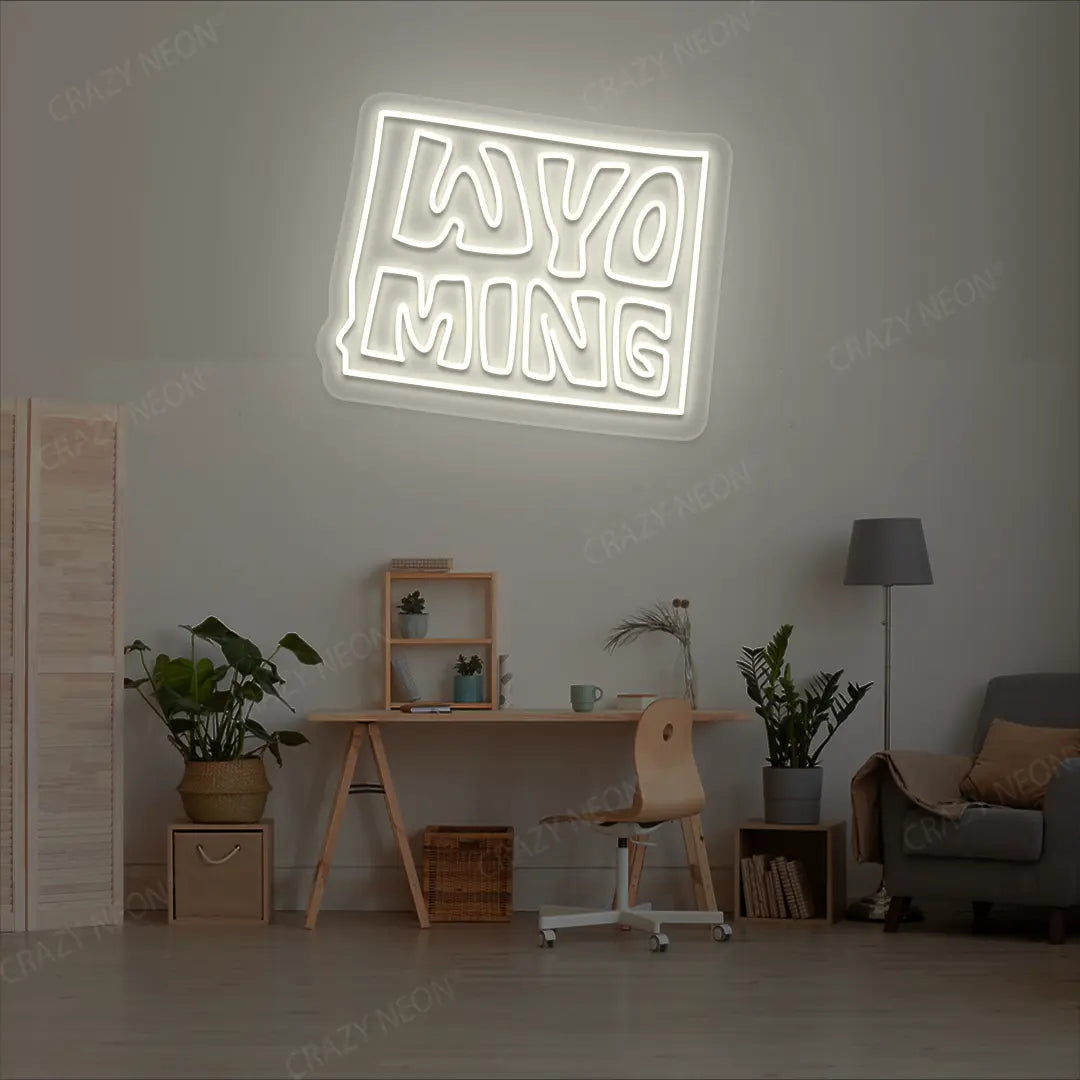 WYOMING Map Neon Sign