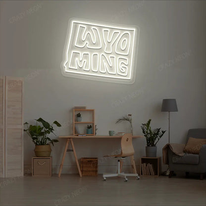 WYOMING Map Neon Sign
