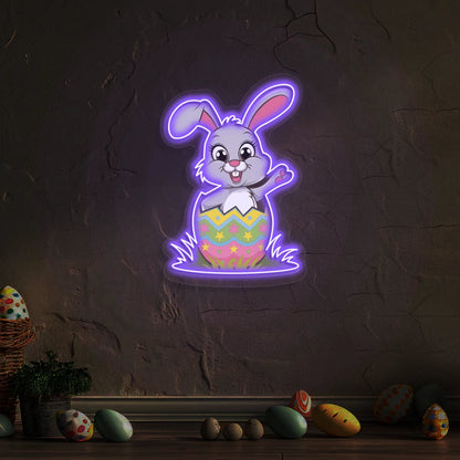 Easter Bunny in Egg Neon Artwork Sign