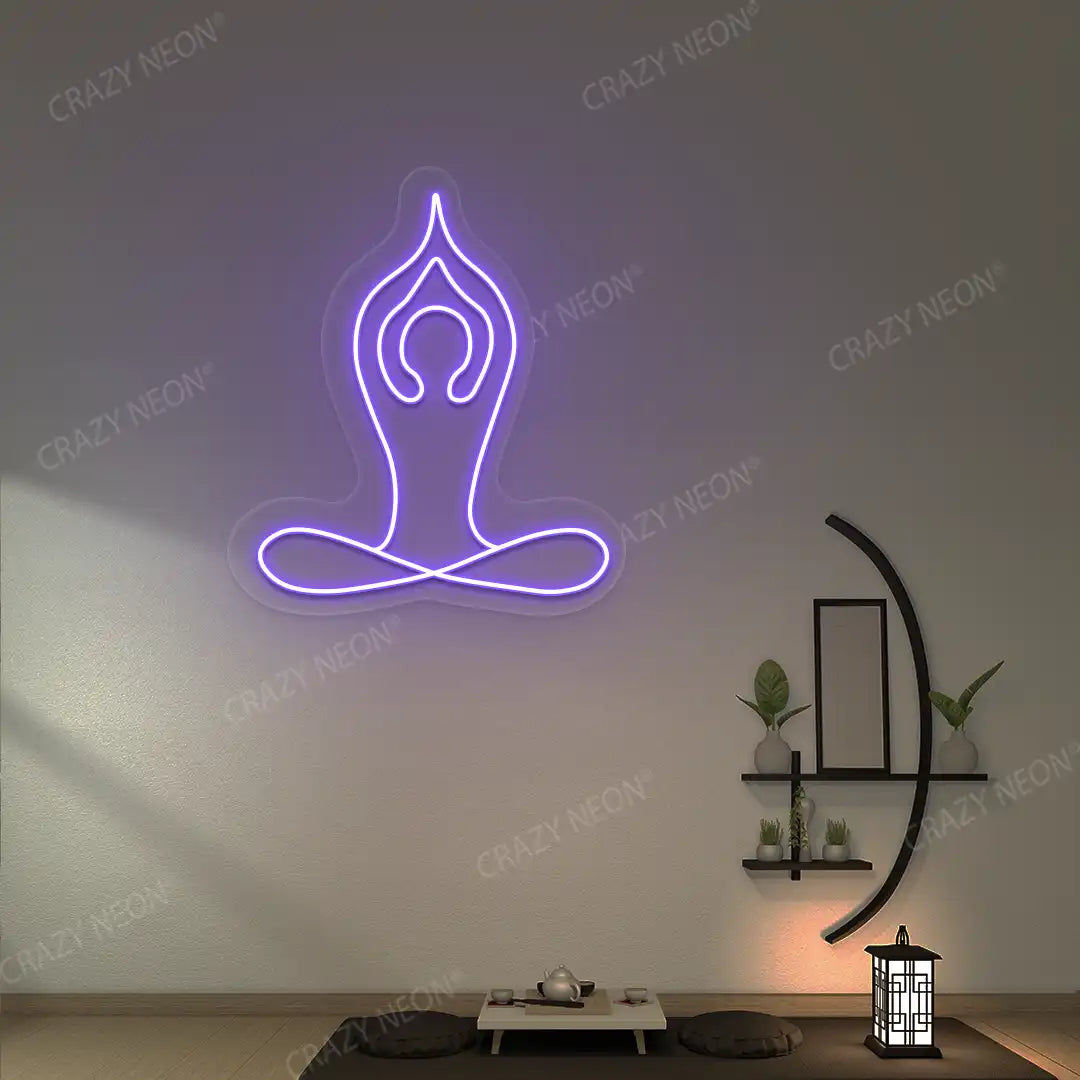 Padmasana With Raised Arms Yoga Neon Sign