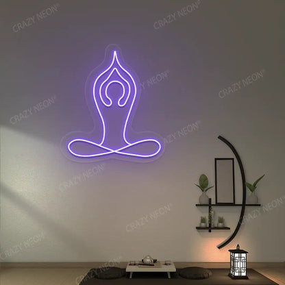 Padmasana With Raised Arms Yoga Neon Sign