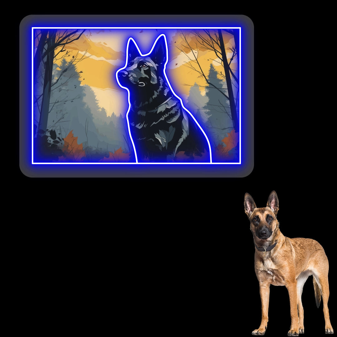 Misty Woods German Shepherd Neon Artwork Sign