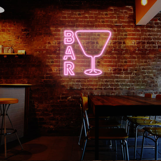 Glass and Bar Neon Sign