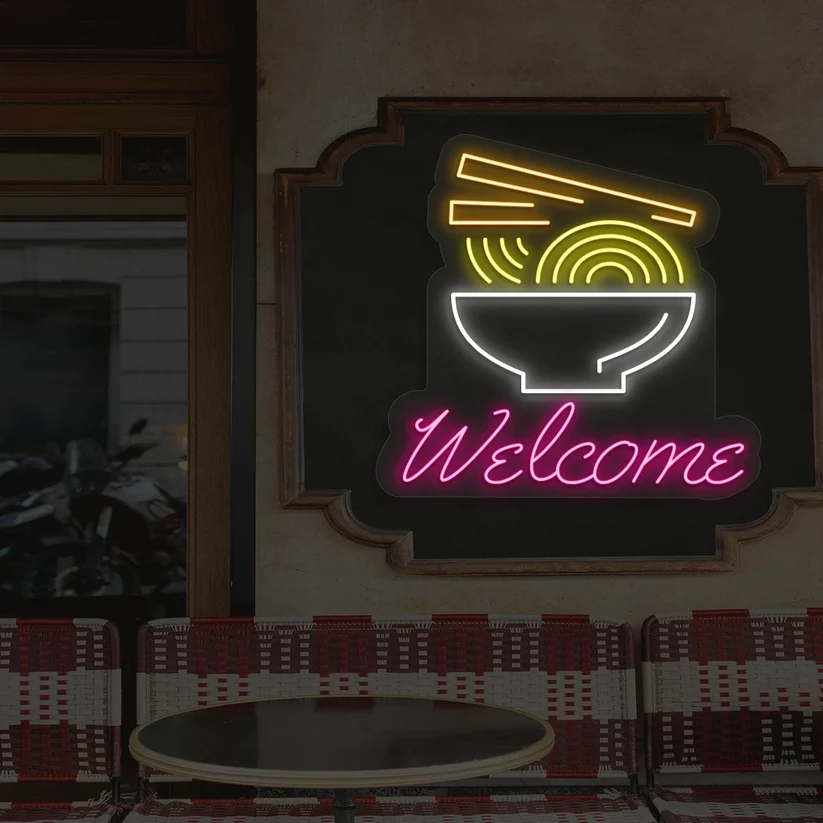 Welcome Noodle Bowl Neon Sign