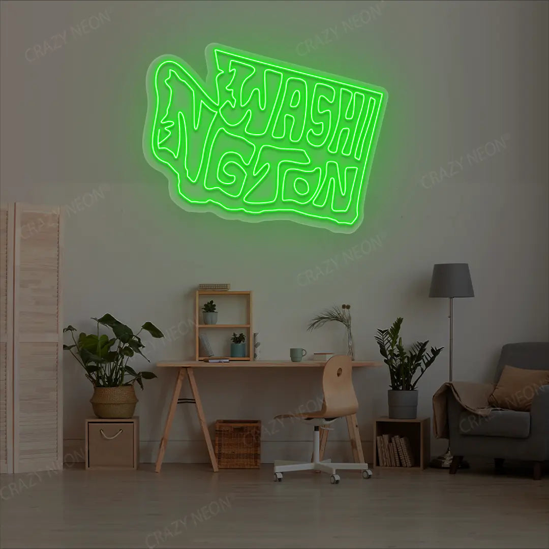 WASHINGTON Map Neon Sign