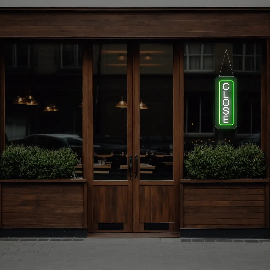 Vertical Close Neon Sign