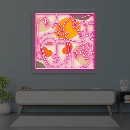 Abstract Face Neon Artwork Sign