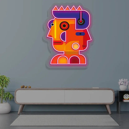 Prism Face Abstract Neon Artwork Sign