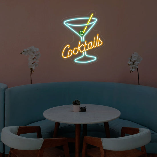 Cocktails Glass Bar Neon Sign