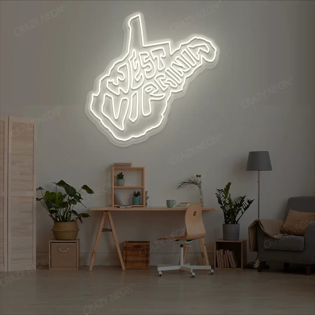 WEST VIRGINIA Map Neon Sign
