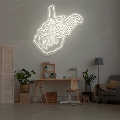 WEST VIRGINIA Map Neon Sign
