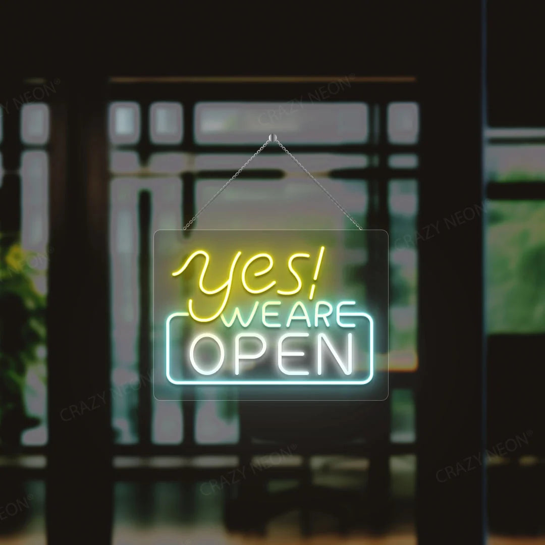 Neon "Open" sign for business, bright LED illumination, position 10 of 11.
