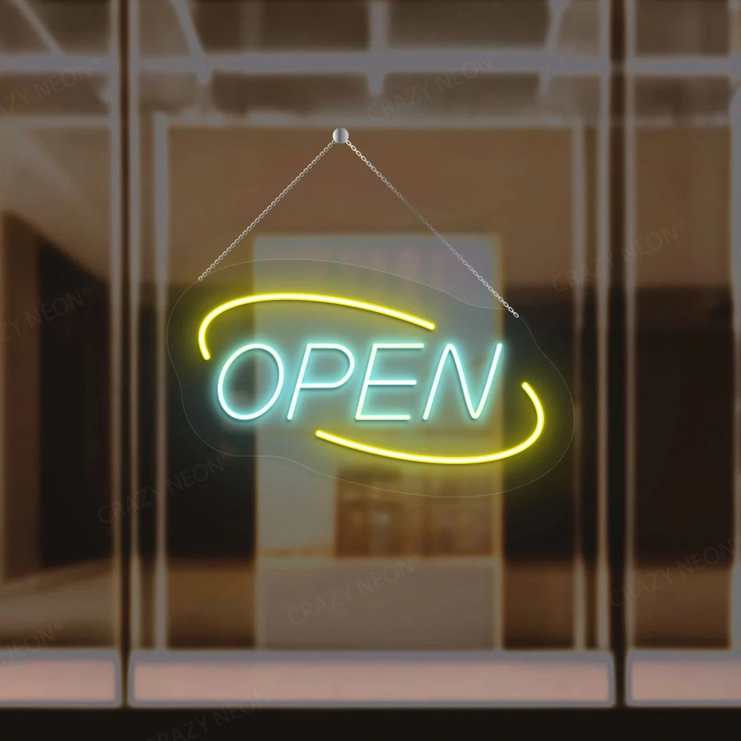 Oval Shape Open Neon Sign-Multicolor