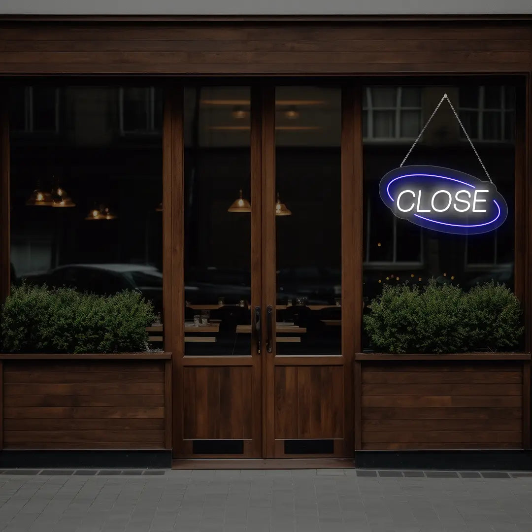 Semi Oval Close Neon Sign
