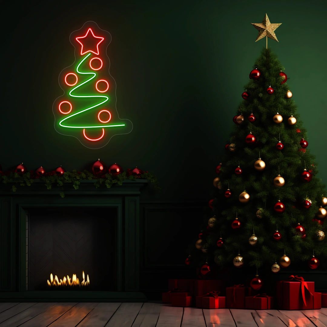 Star Top Spiral Tree Neon Sign