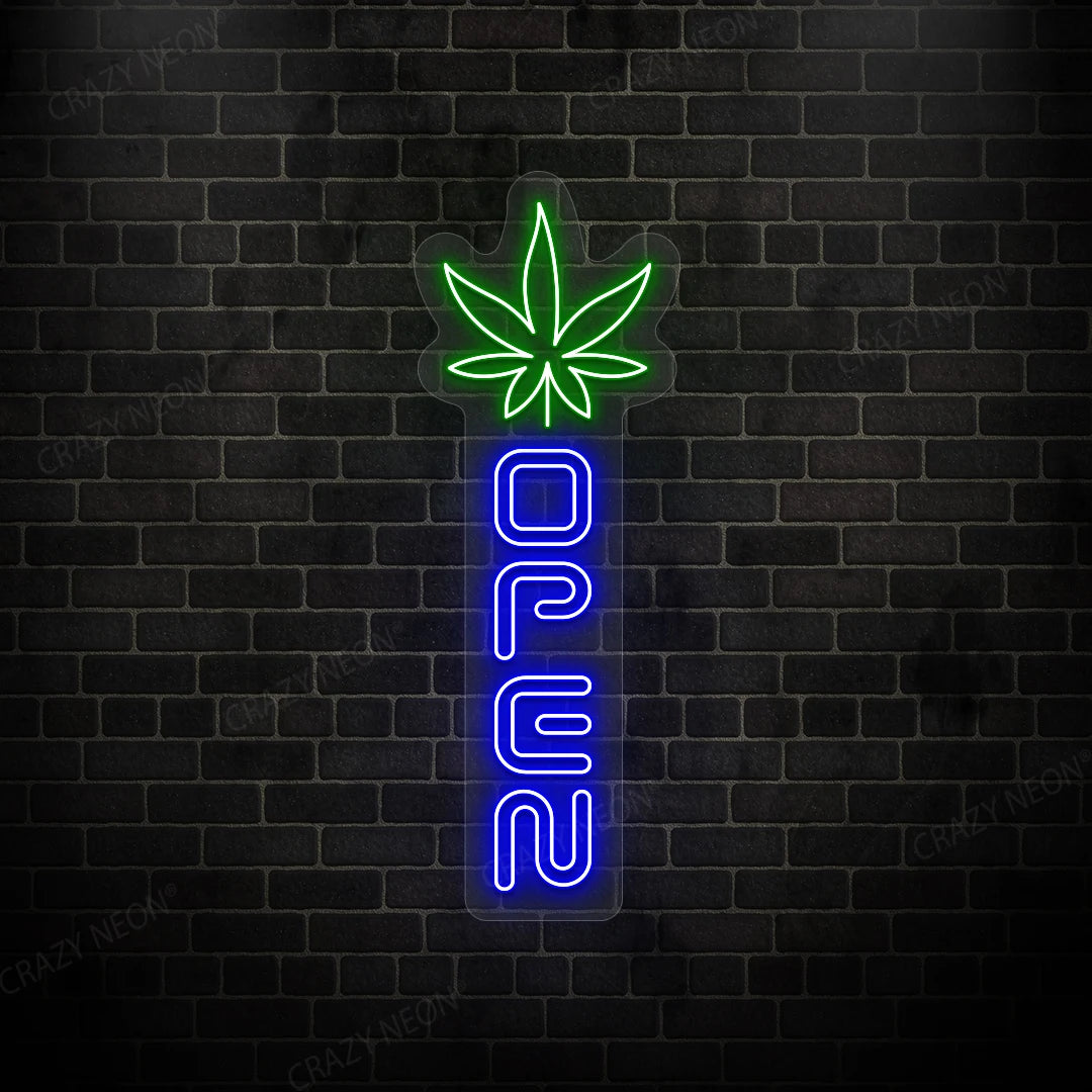 Weed Leaf Open Neon Sign