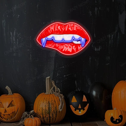 Vampire Red Lips Neon Artwork