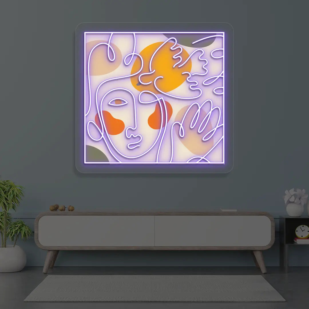 Abstract Face Neon Artwork Sign