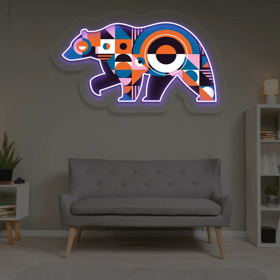 Chroma Bear Abstract Neon Artwork Sign