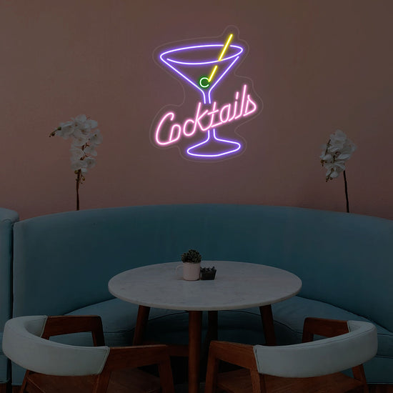 Cocktails Glass Bar Neon Sign