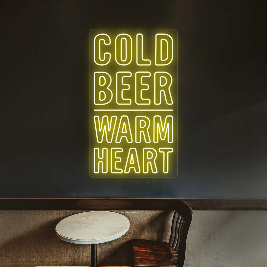 Cold Beer Warm Heart Bar Neon Sign