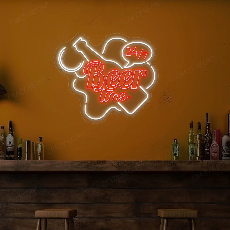 Beer Time 24/7 Neon Sign