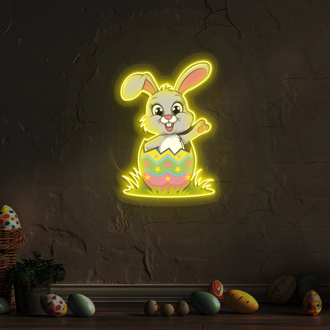 Easter Bunny in Egg Neon Artwork Sign