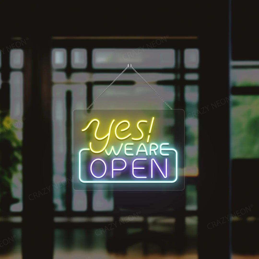 Open sign for business, glowing LED light, shop window display. (9 of 11)