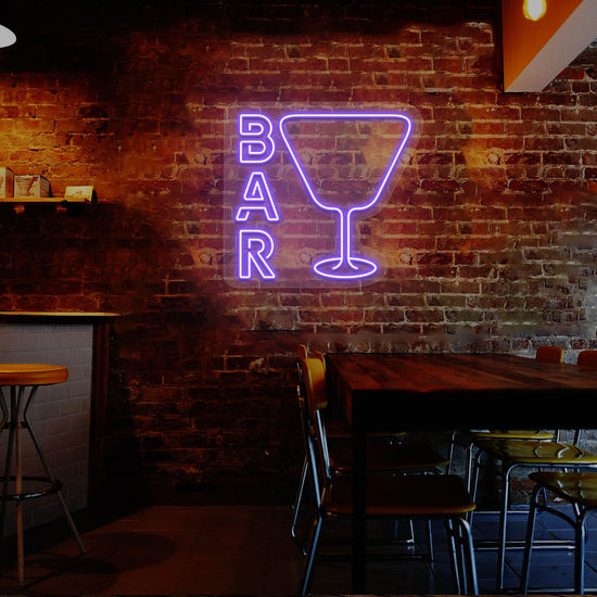 Glass and Bar Neon Sign