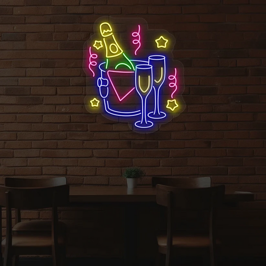 Wine In Ice Bucket Neon Sign