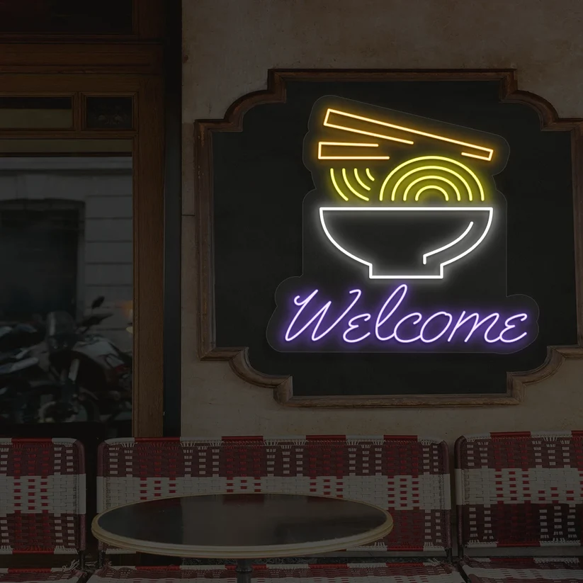 Welcome Noodle Bowl Neon Sign