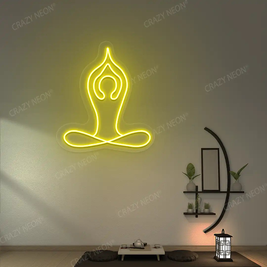 Padmasana With Raised Arms Yoga Neon Sign