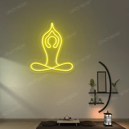 Padmasana With Raised Arms Yoga Neon Sign