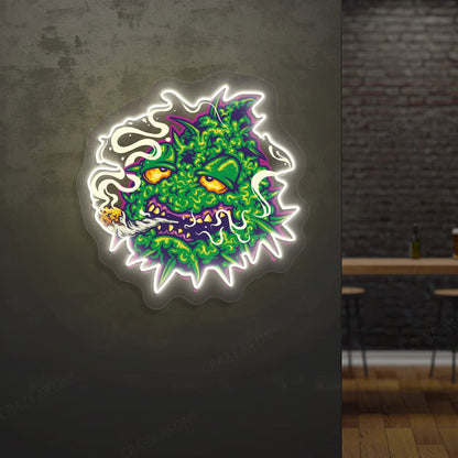 Trippy Weed Monster Neon Artwork Sign