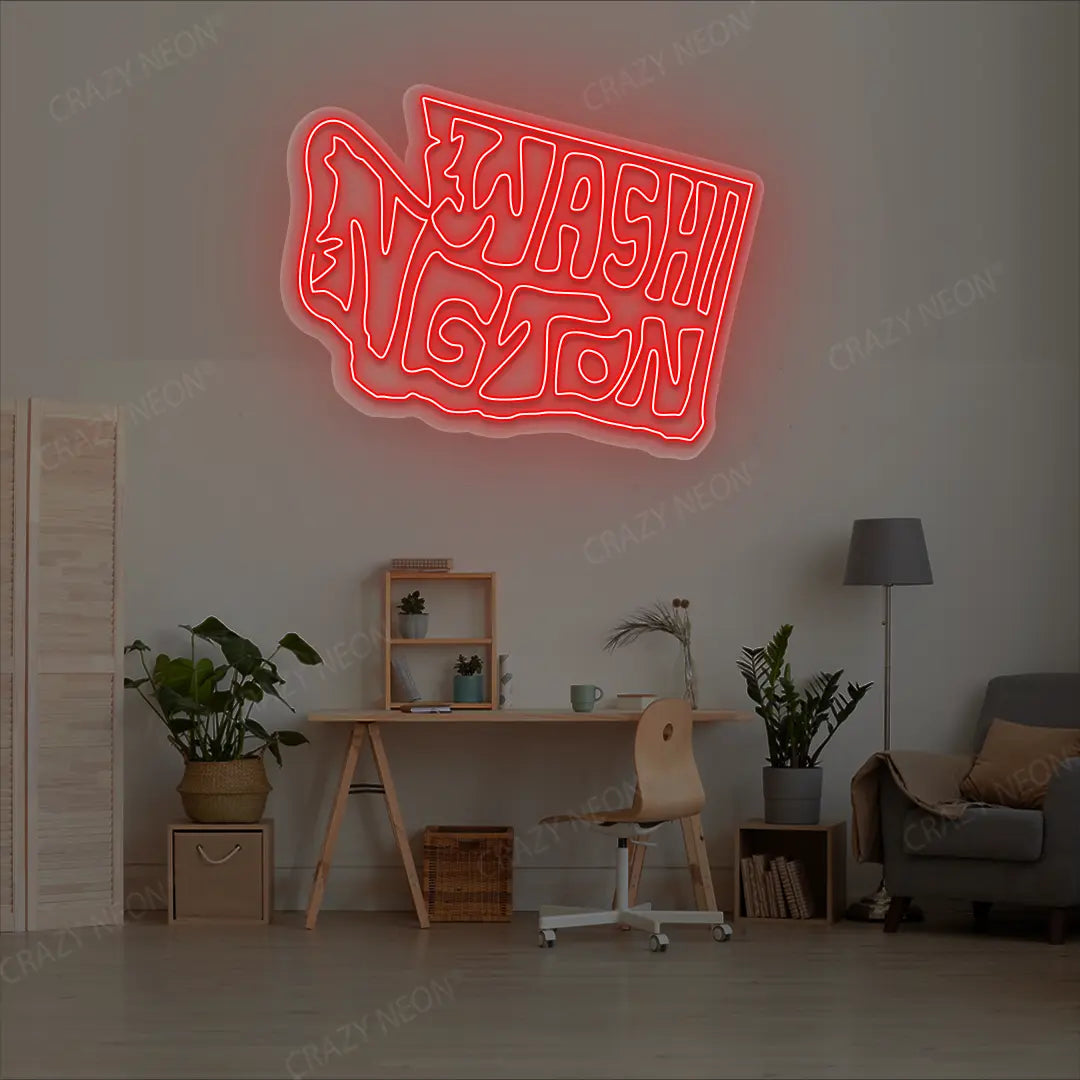 WASHINGTON Map Neon Sign