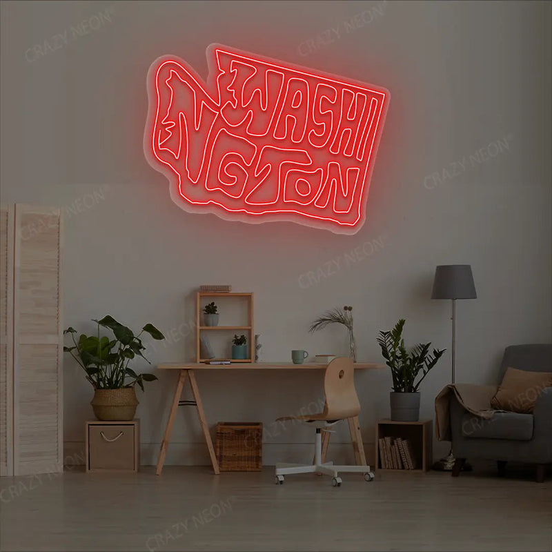 WASHINGTON Map Neon Sign