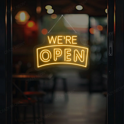 Arc Shape We're Open Neon Sign