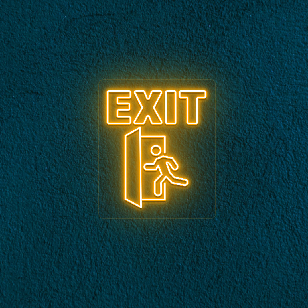 Exit Text With Door Neon Sign