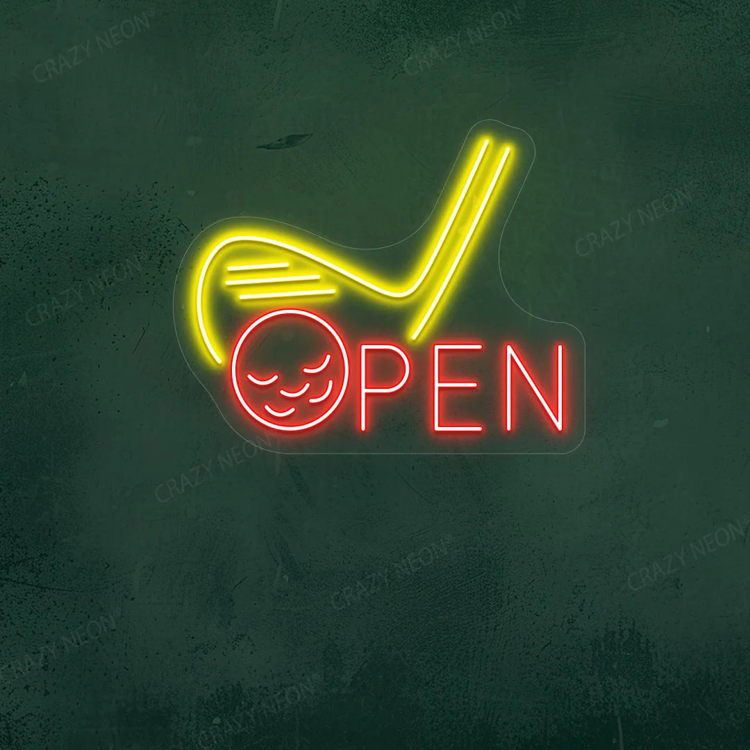 Golf Stick Open Neon Sign