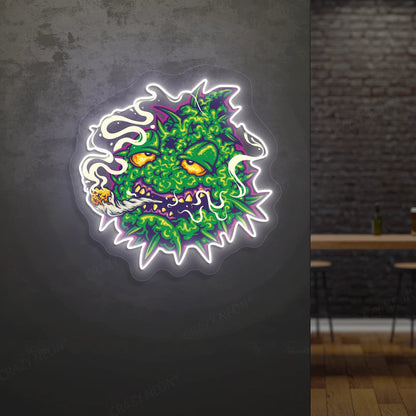 Trippy Weed Monster Neon Artwork Sign