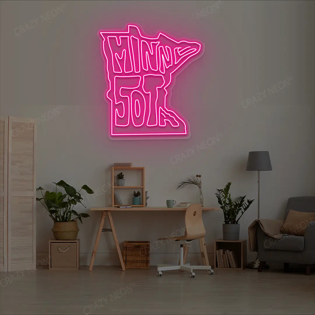 MINNESOTA Map Neon Sign