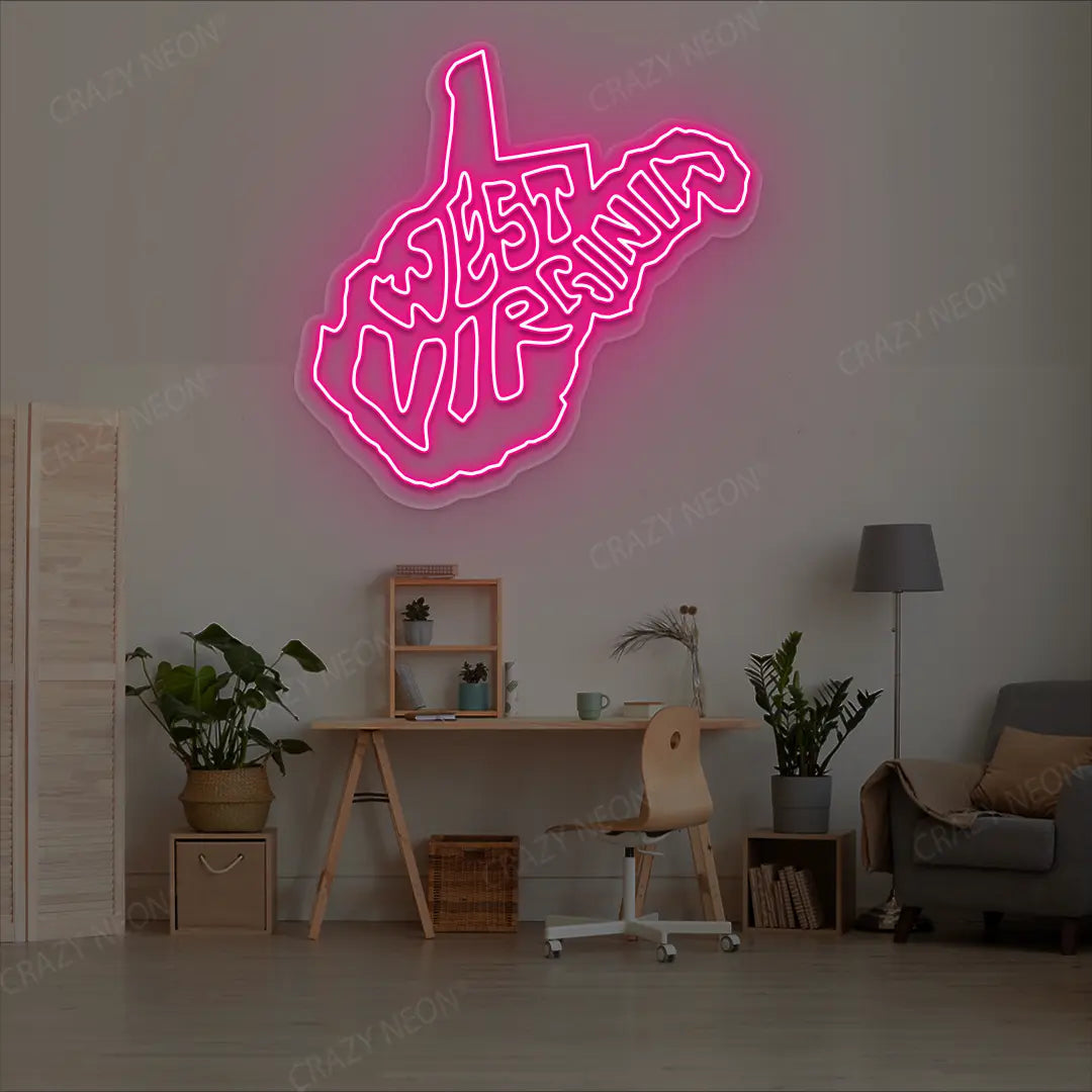 WEST VIRGINIA Map Neon Sign